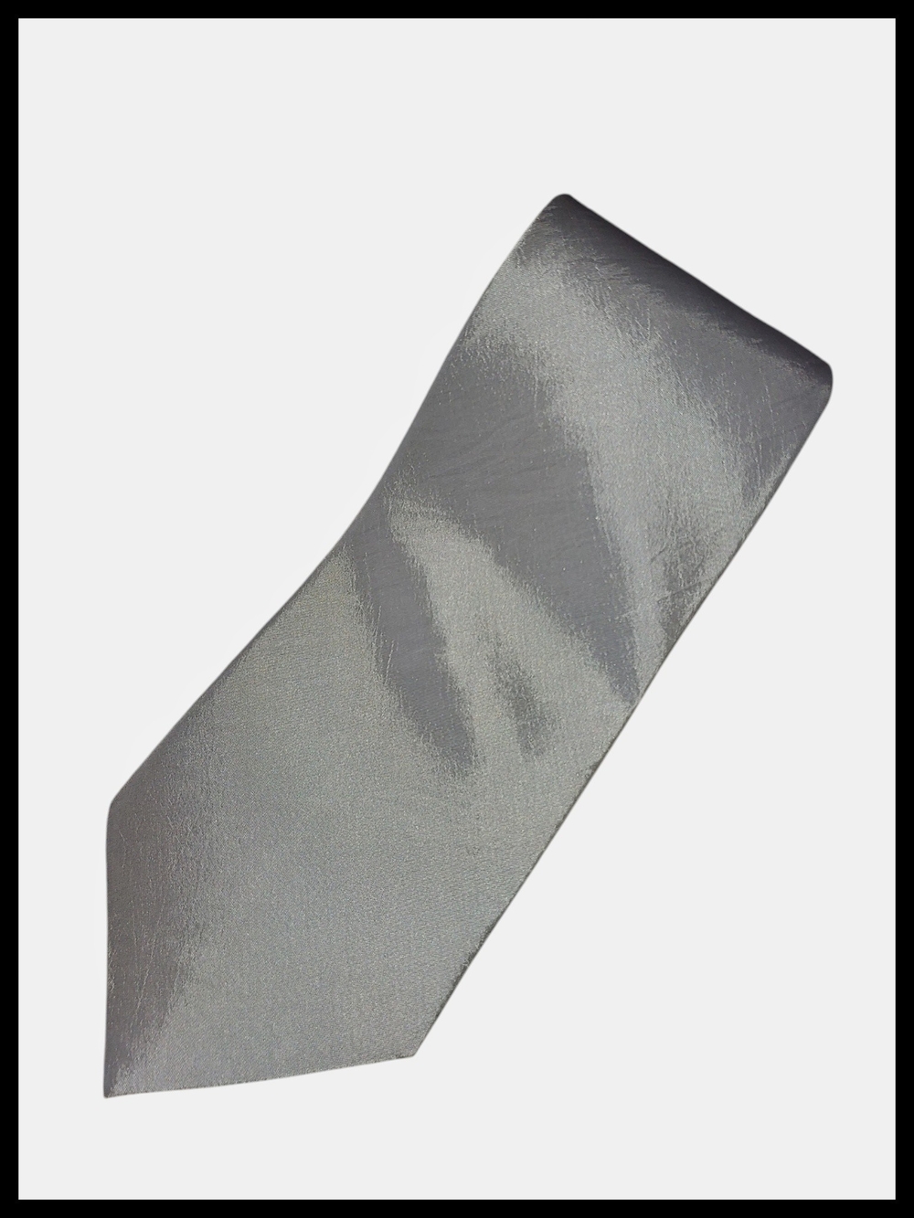 KAI Long Silver Silk Crepe Tie